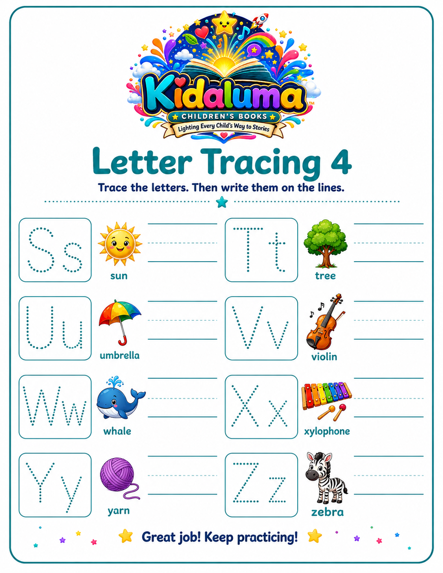 Letter Tracing 4 — S to Z